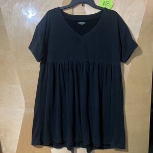 Wild Fable Womens Blouse L Large Black V Neck Relaxed Fit Thick Material